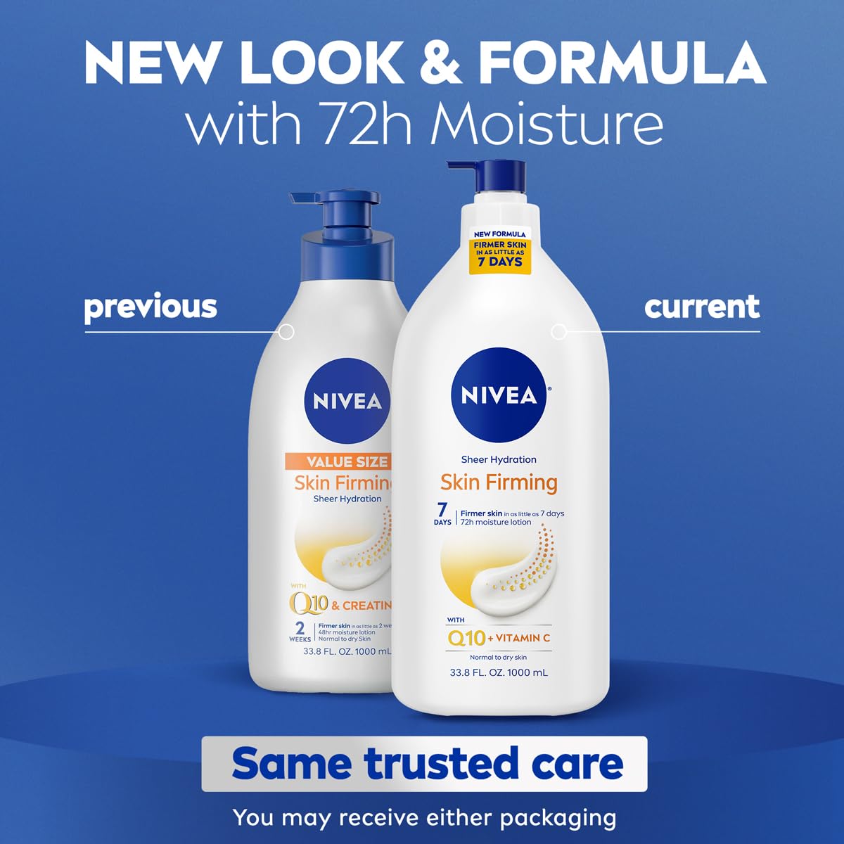NIVEA pump top dispensing lotion demonstrating convenient application