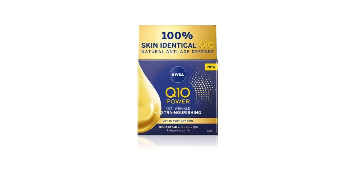 NIVEA Q10 cream texture close-up highlighting fast absorption and hydration benefit