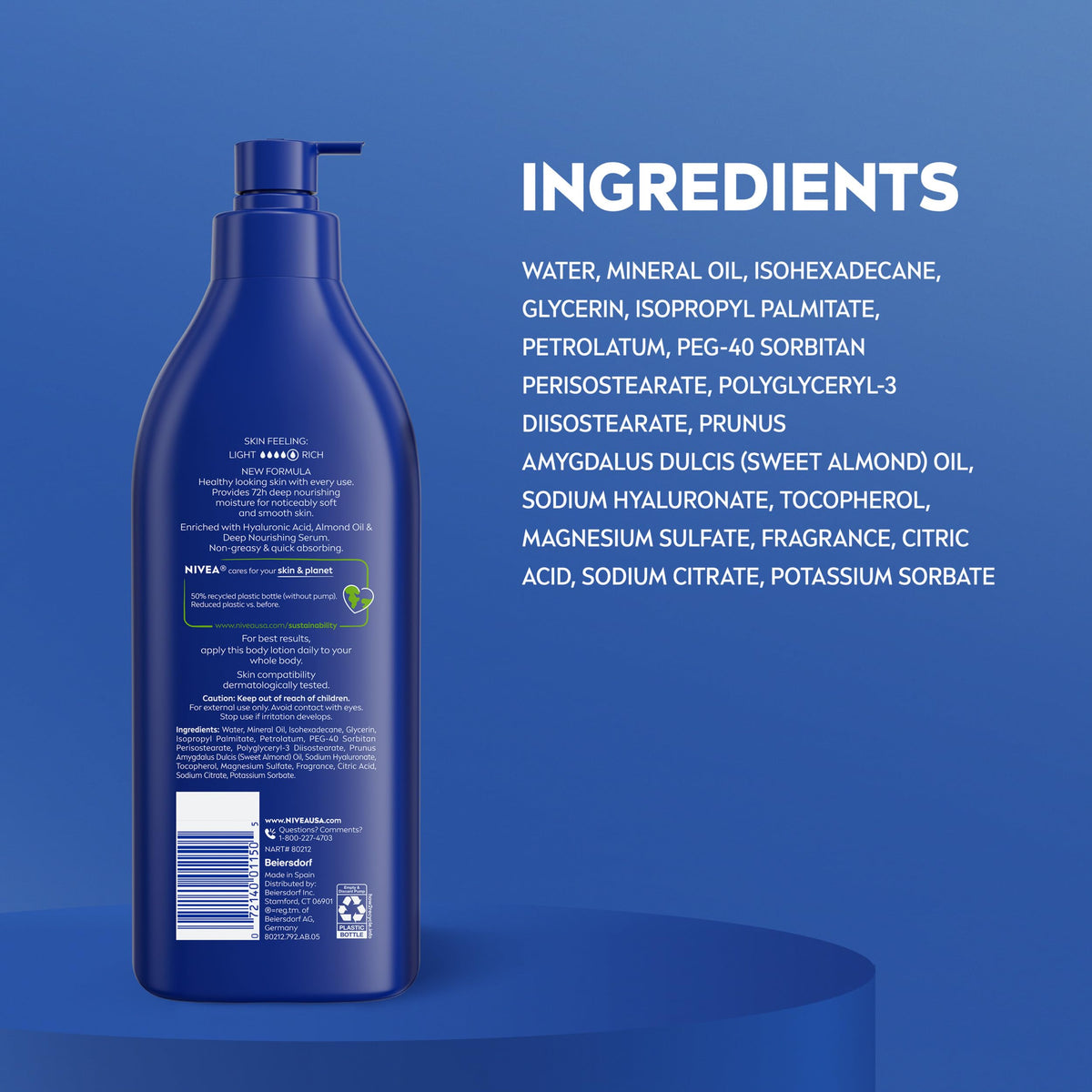 Recycled plastic label close-up emphasizing NIVEA sustainability effort