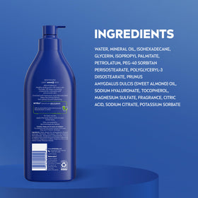 Recycled plastic label close-up emphasizing NIVEA sustainability effort
