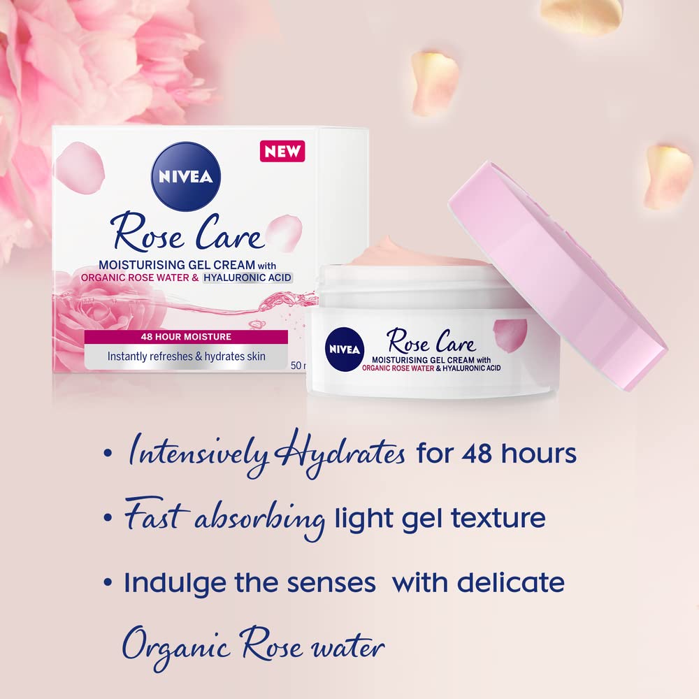 NIVEA open jar revealing pale pink gel cream and hydrating consistency