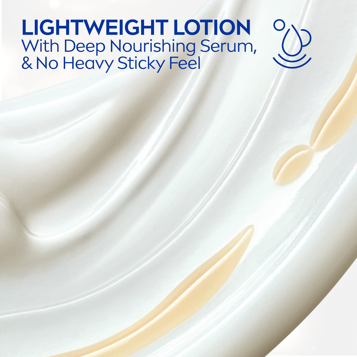 NIVEA bottle with open cap dispensing lotion for easy application benefit