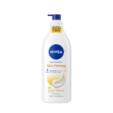 NIVEA pump bottle front view showing product and easy dispensing benefit