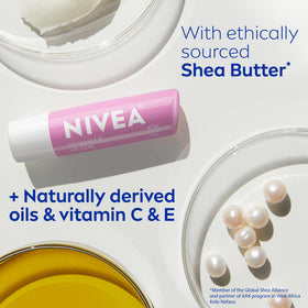 NIVEA ingredients scene with shea butter and vitamins for nourishing care