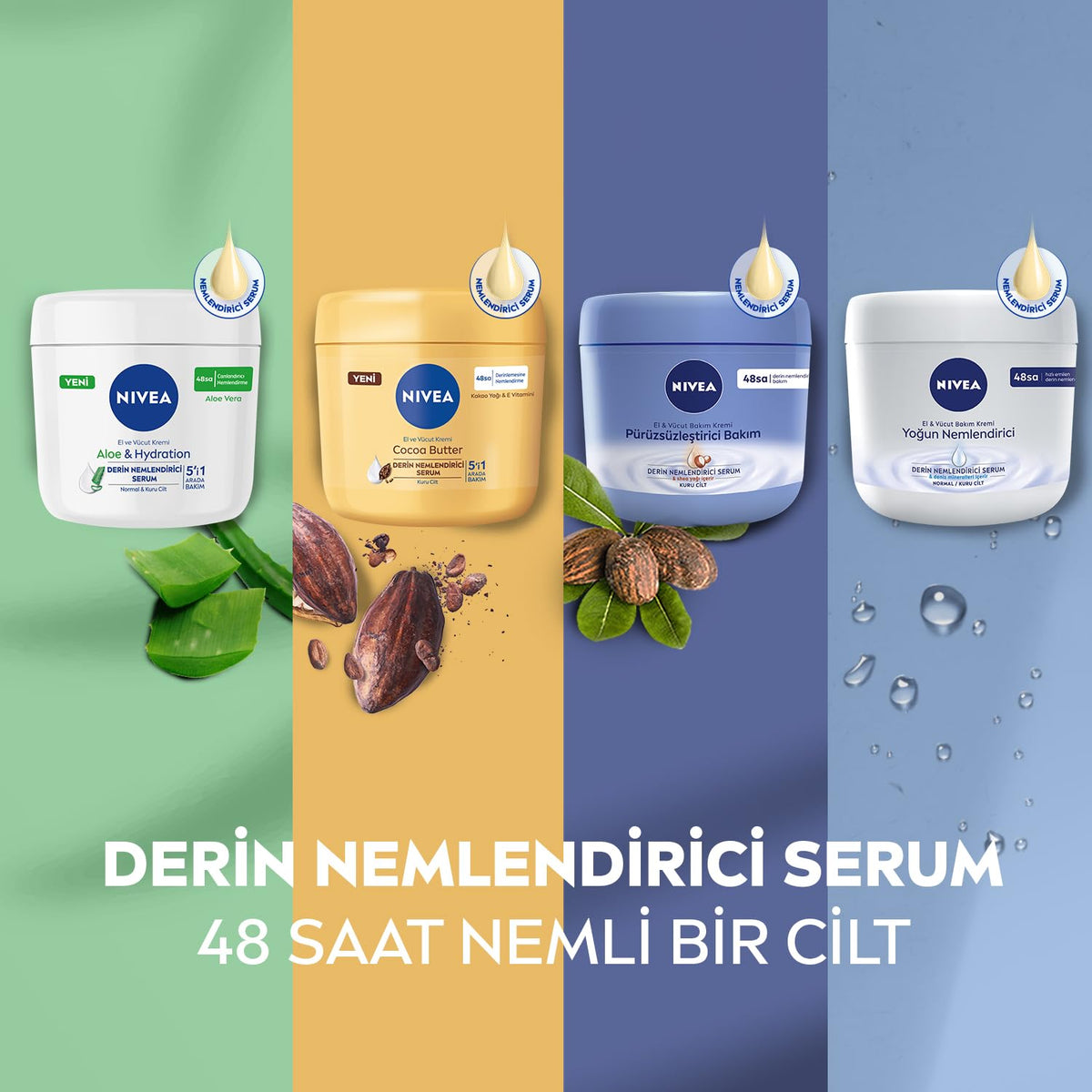 NIVEA 400 ml tub next to everyday items showing size and long-lasting value benefit
