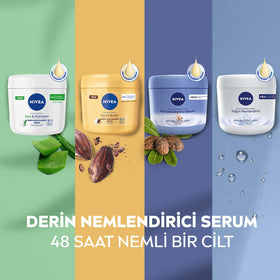 NIVEA 400 ml tub next to everyday items showing size and long-lasting value benefit