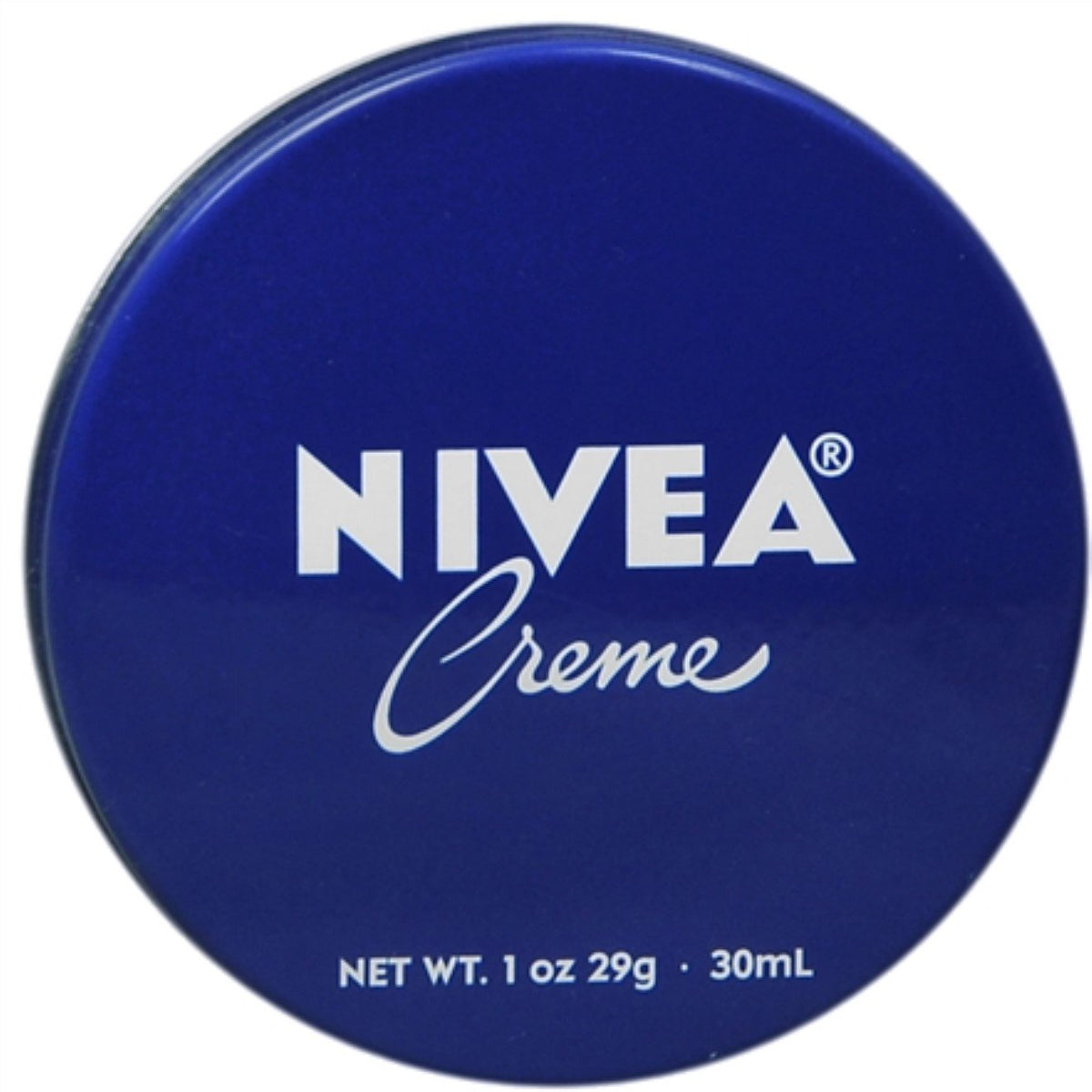 NIVEA tin front view showing compact 1 oz packaging and easy portability