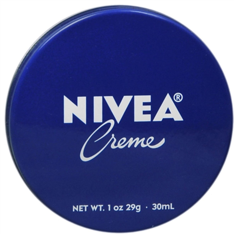 NIVEA tin front view showing compact 1 oz packaging and easy portability