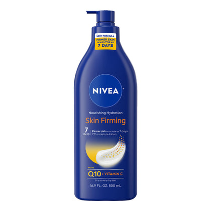 NIVEA front bottle view showing label and firming benefit