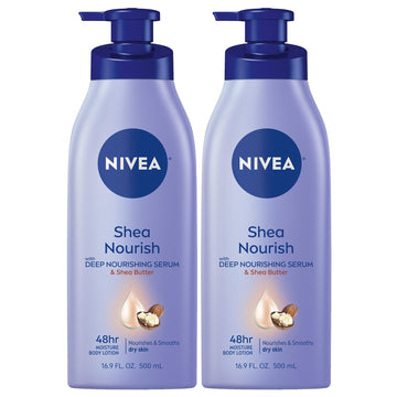 NIVEA front packaging showing bottle and shea butter benefit