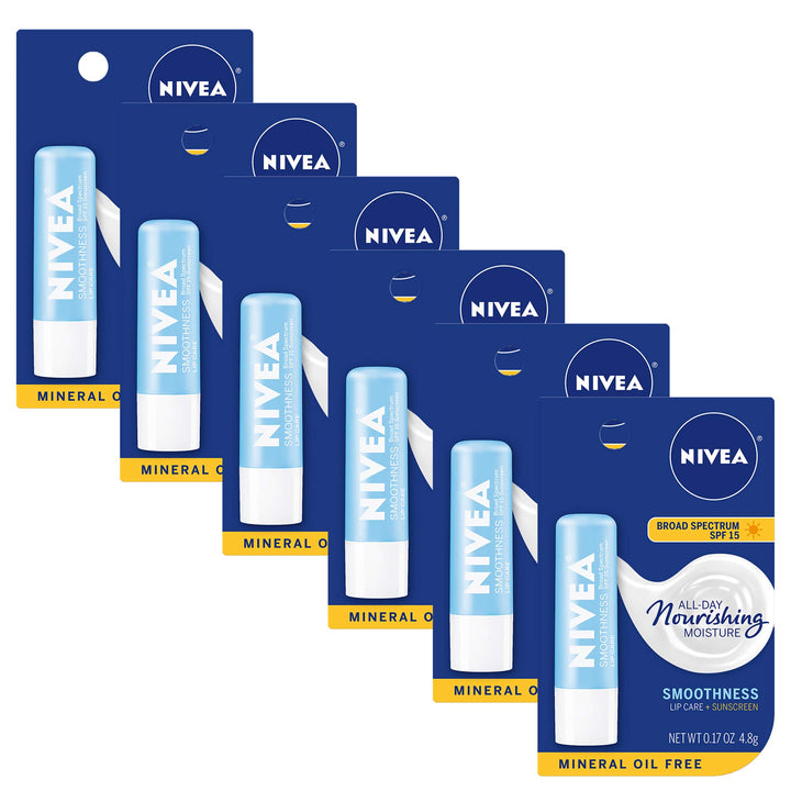 NIVEA smoothness front packaging showing six carded sticks and product name for easy storage