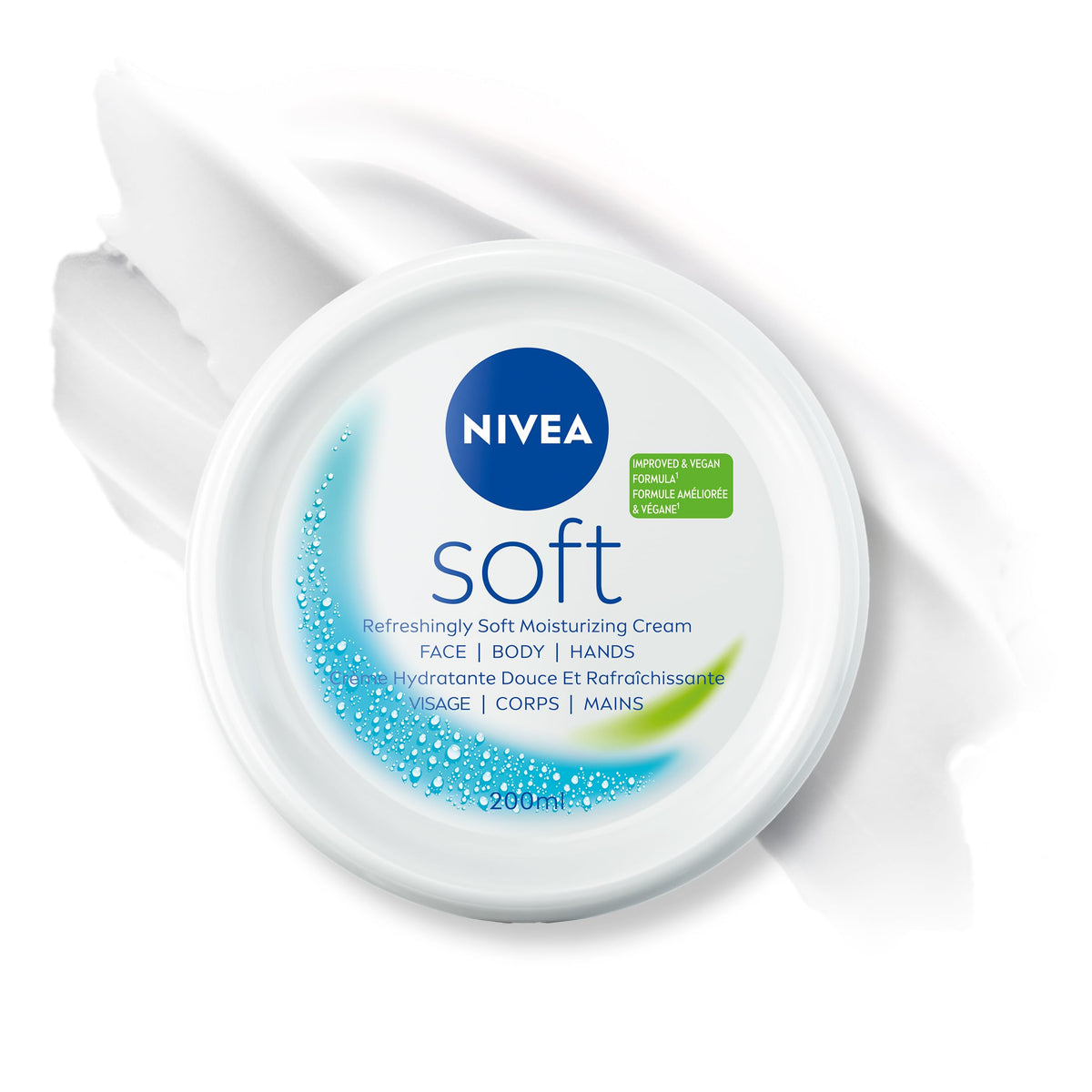 NIVEA Soft front packaging showing tub and brand for reliable hydration