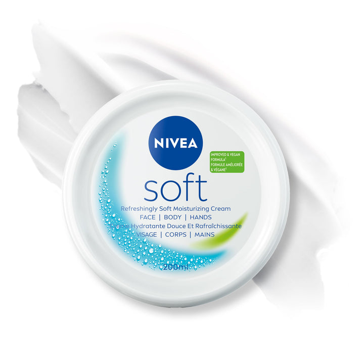 NIVEA Soft front packaging showing tub and brand for reliable hydration