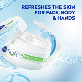NIVEA Soft ingredients label highlighting Vitamin E and jojoba oil benefits