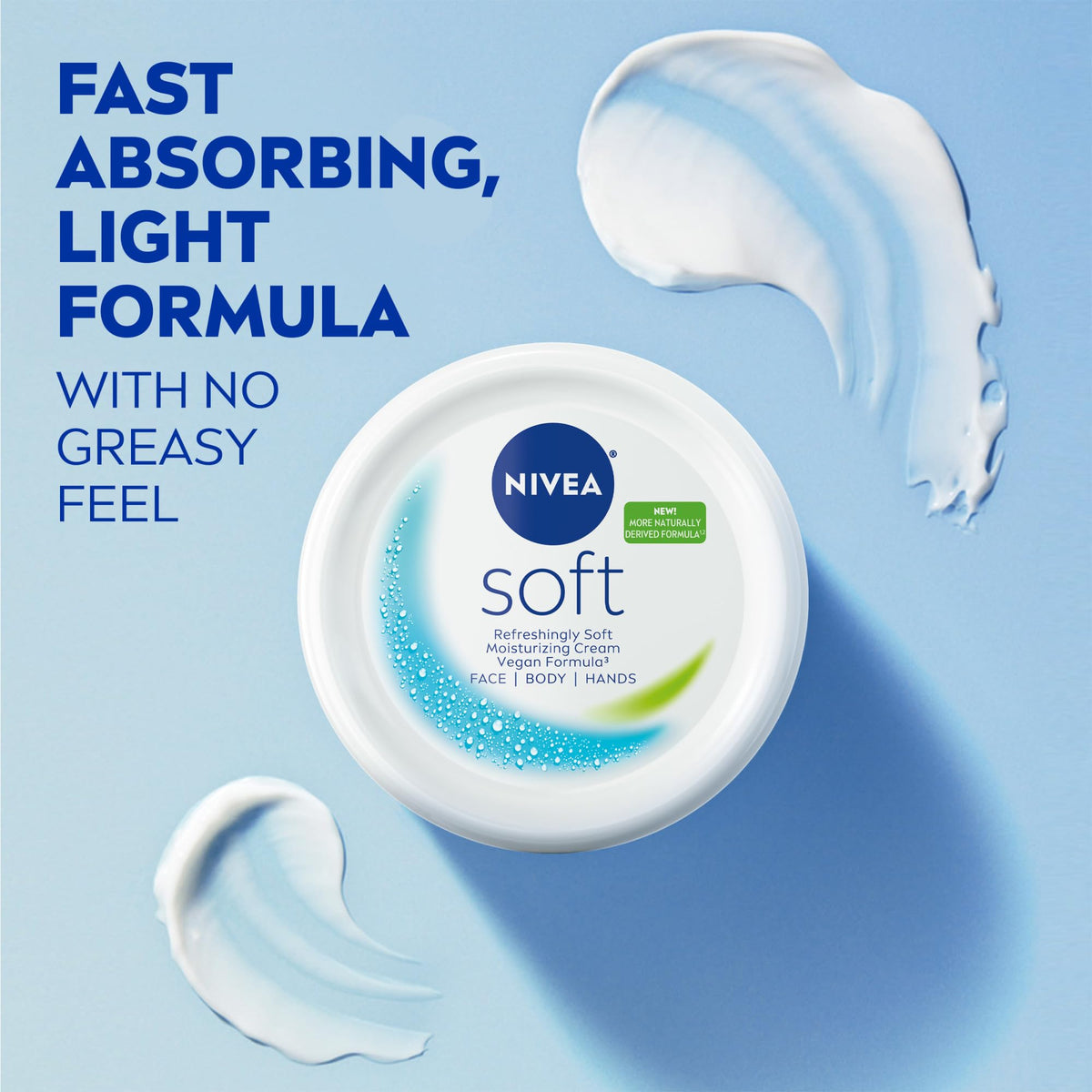 NIVEA soft next to a ruler showing 6.8 oz jar scale and value