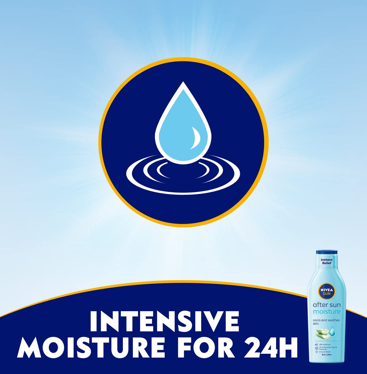Nivea Sun bottle size comparison placed next to a sunscreen for travel context