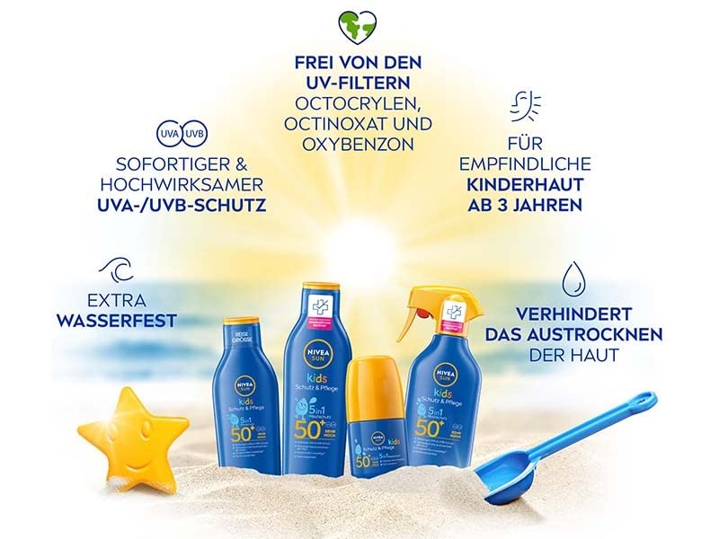 Nivea Sun pump and spray nozzle for easy application and quick coverage