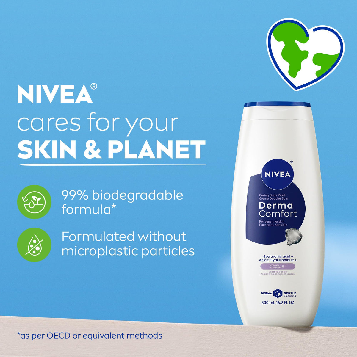 NIVEA sustainable badge on packaging emphasizing eco benefit