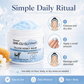 overnight application of Nivexis balm on cheek illustrating nightly care