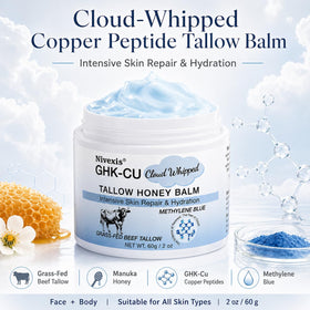 closeup whipped texture of Nivexis tallow balm demonstrating easy absorption