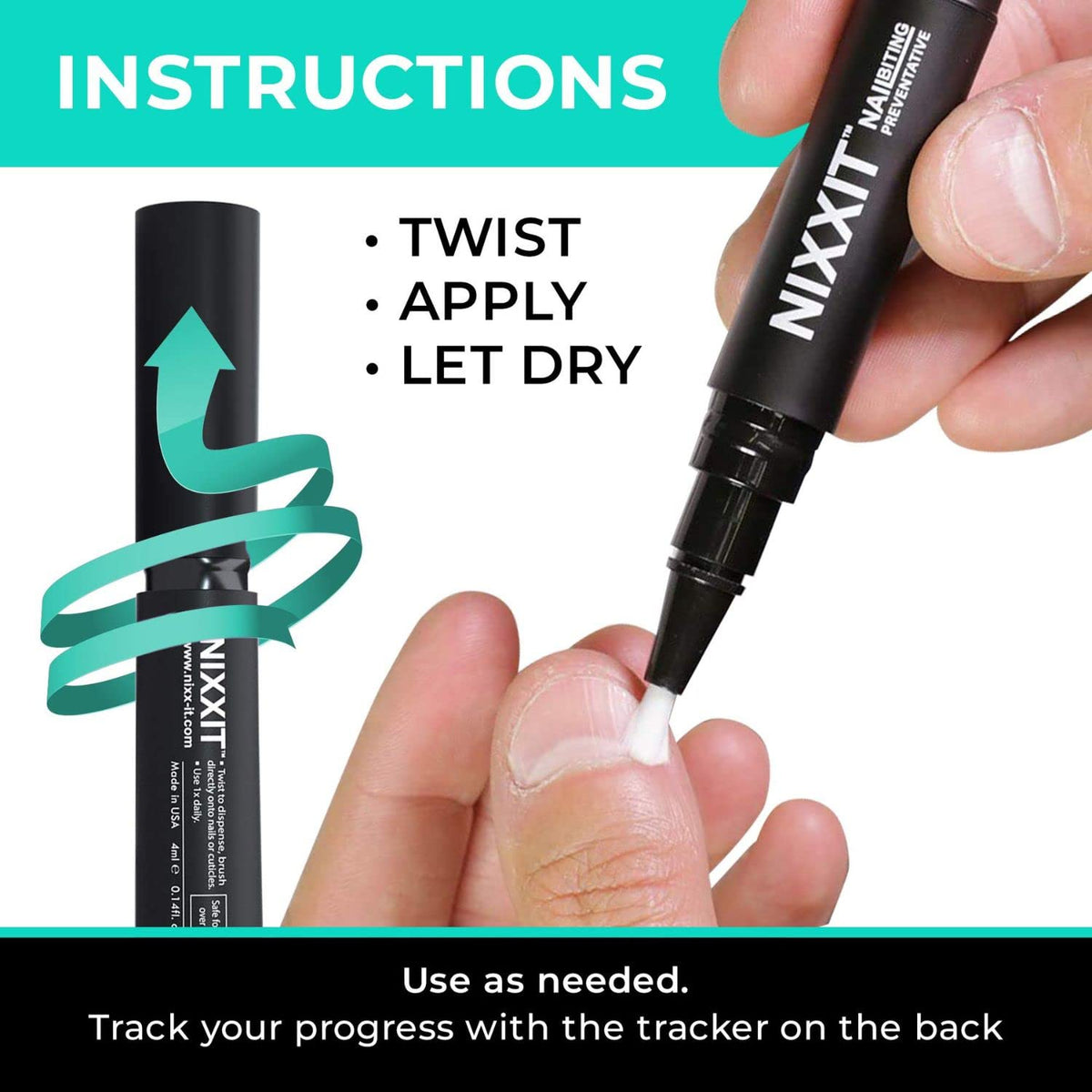 NIXXIT being applied to a nail to prevent biting and thumb sucking
