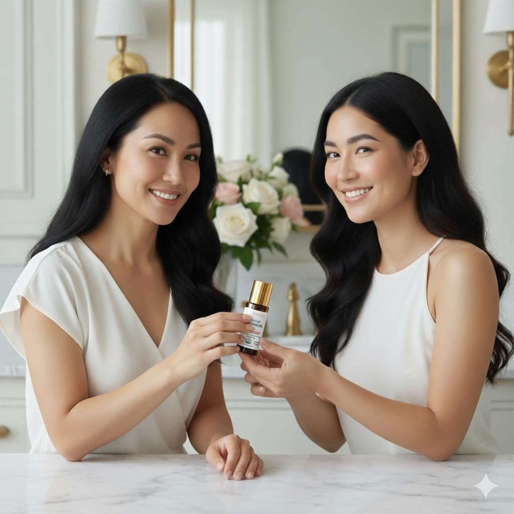 NIYAVERA bottle in hand demonstrating 1.7 oz scale and easy handling
