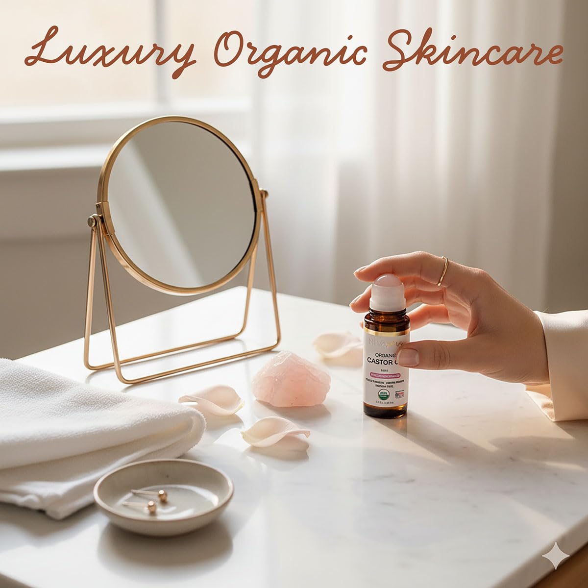 NIYAVERA thick castor oil texture drop illustrating purity and richness