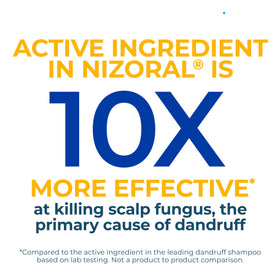 Close-up of Nizoral bottle label highlighting 1% ketoconazole strength