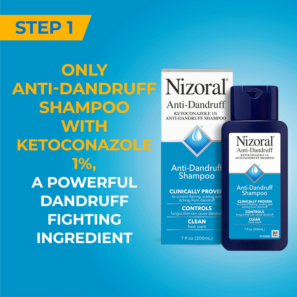 Nizoral deep conditioner label detail showing moisturizing claims for soft hair