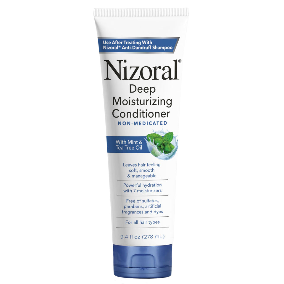 Nizoral front packaging 9.4 oz showing bottle and label benefits