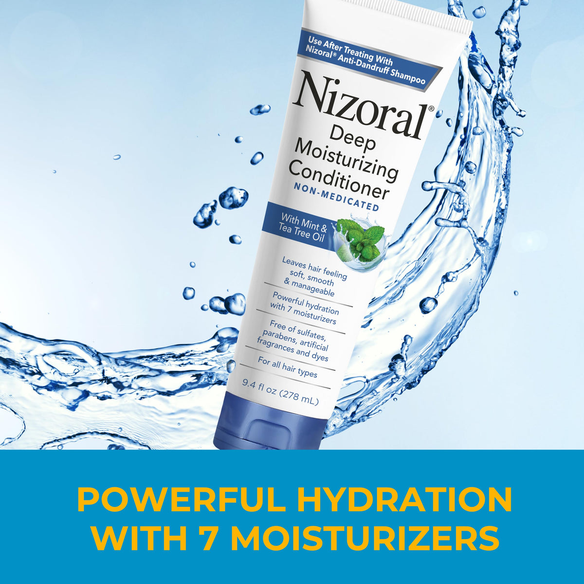 Nizoral conditioner pouring into hand for easy application benefit