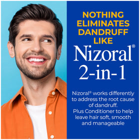 Creamy Nizoral shampoo texture poured to show conditioning feel