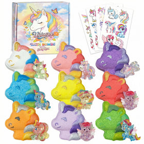 NJSTARC front box of nine unicorn bath bombs, gift-ready and colorful