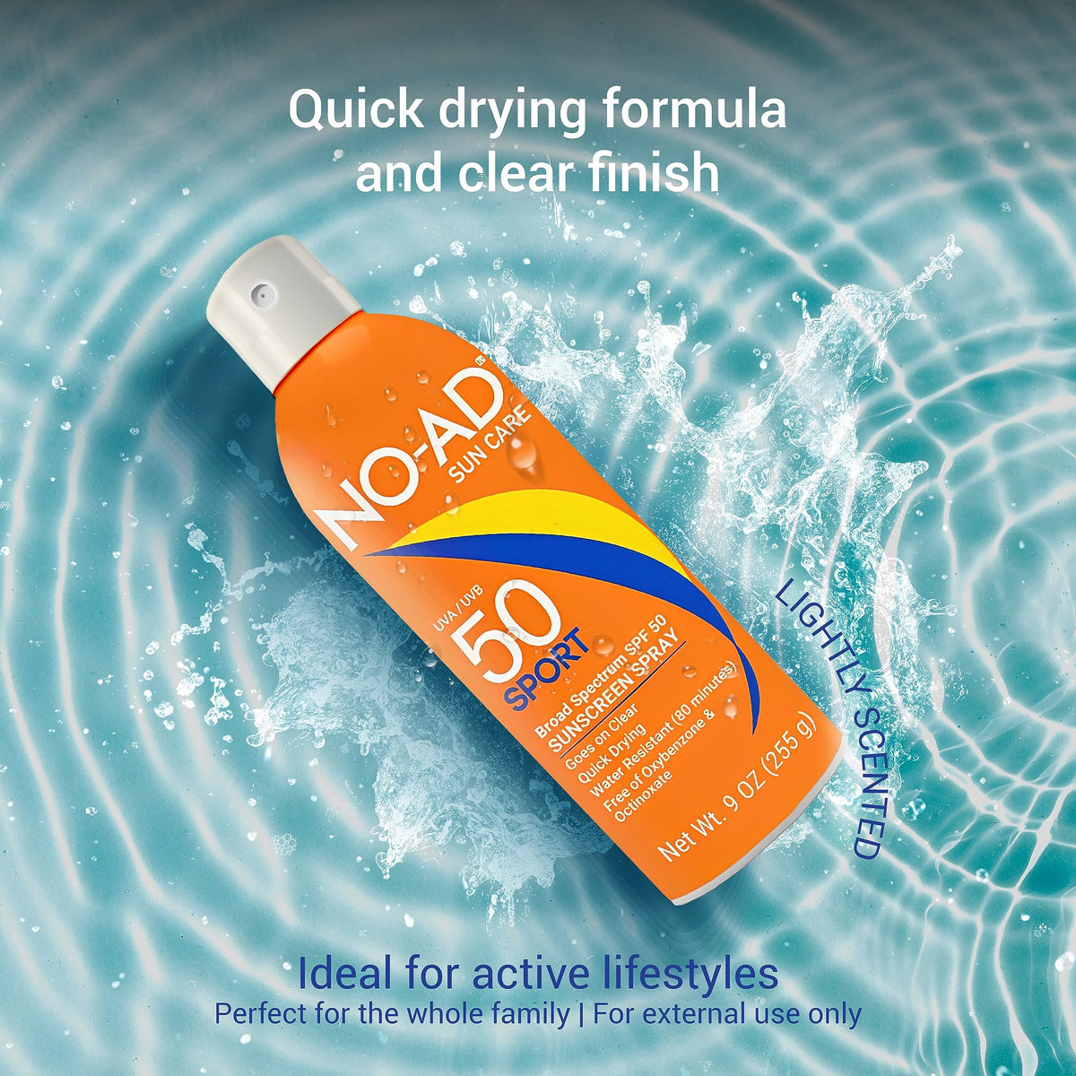 NO-AD close-up texture highlighting lightweight, non-greasy finish