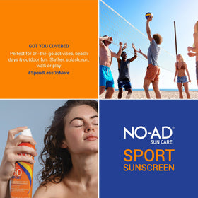 NO-AD on beach towel lifestyle shot conveying sun-ready protection