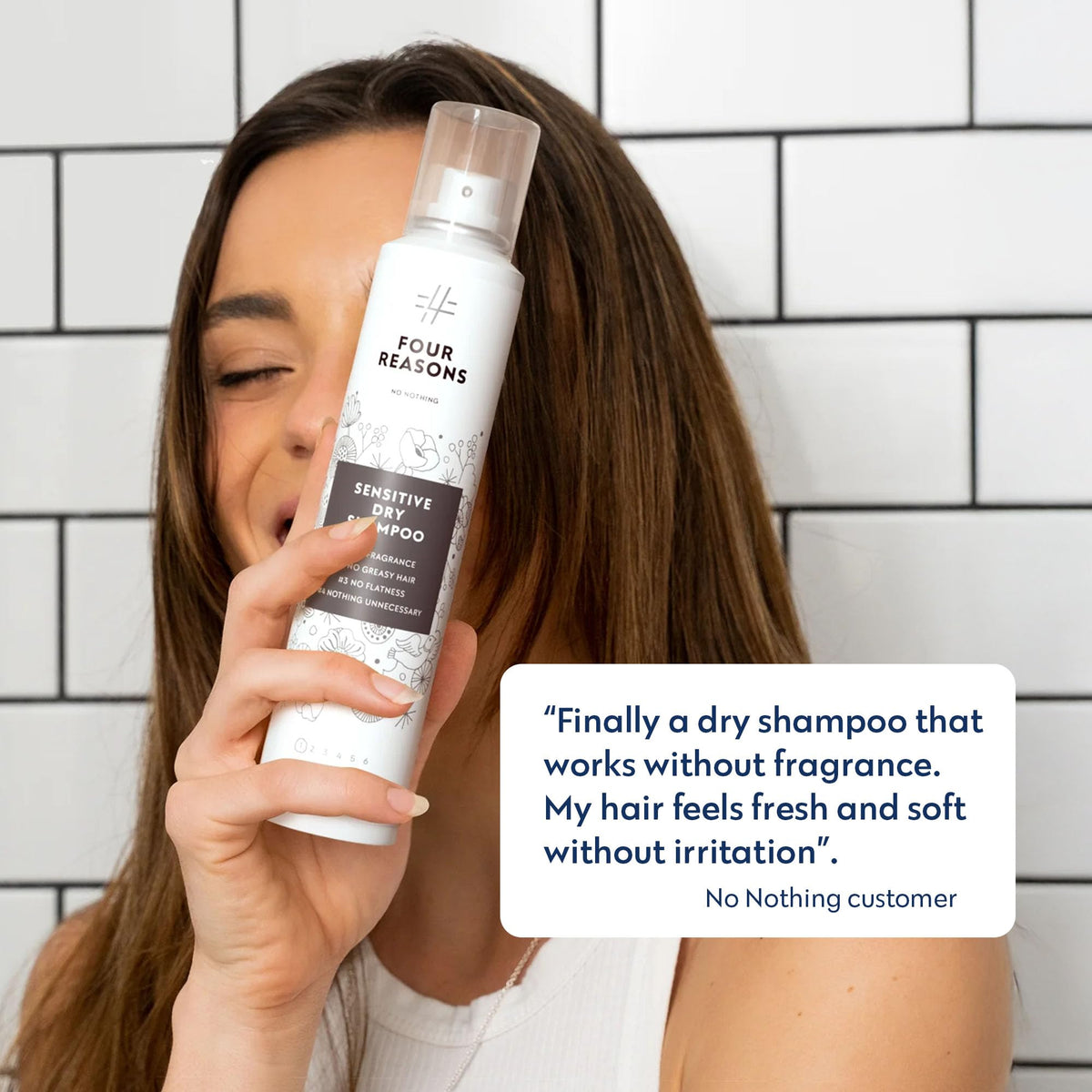 No nothing applied on dark hair roots showing no white residue and increased volume