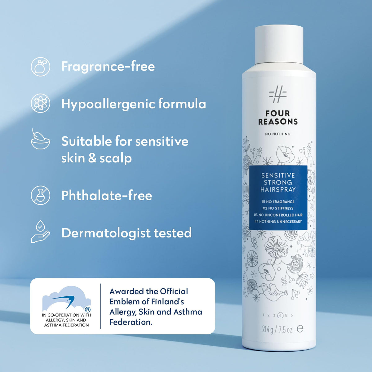 No Nothing next to common items showing 7.5 oz size and travel-friendly benefit