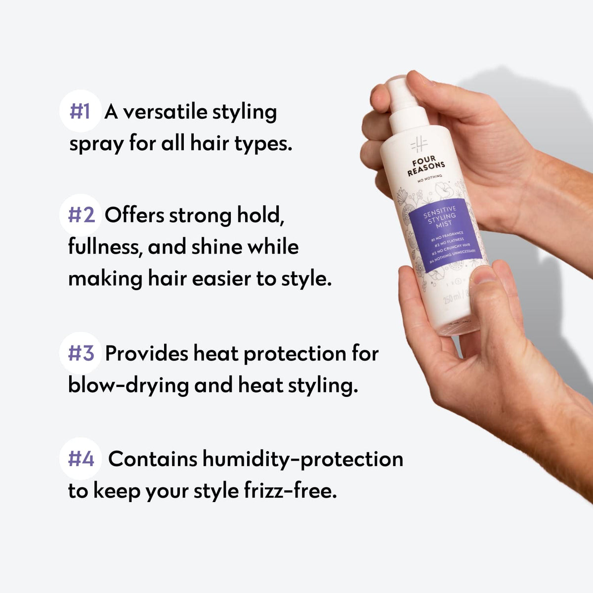 No nothing back label and ingredients list highlighting hypoallergenic formulation
