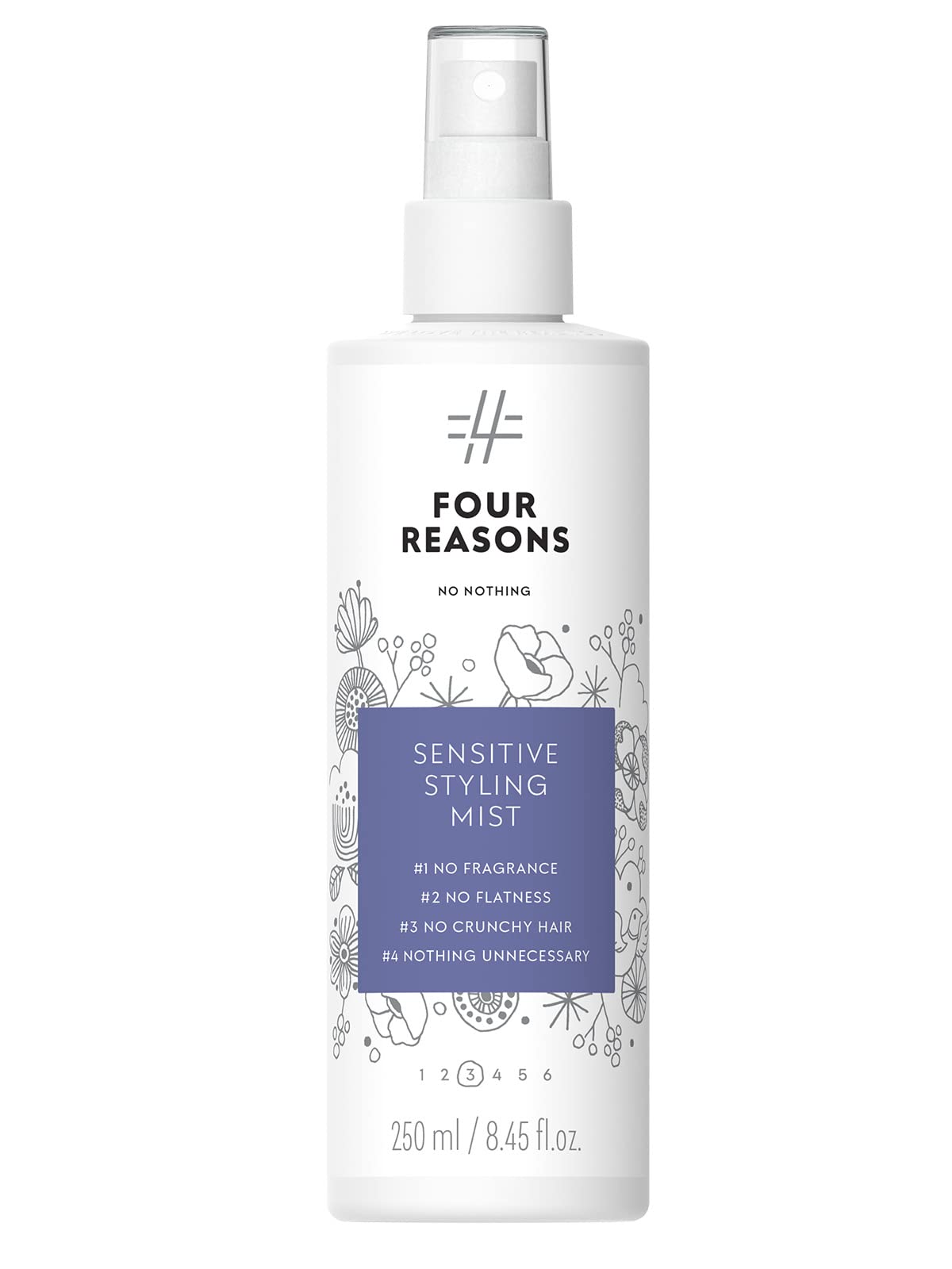 No nothing front packaging showing clean, fragrance-free styling mist benefits