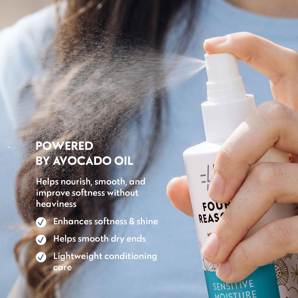 No nothing application on towel-dried hair with no residue, showing quick absorption benefit