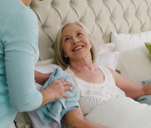 No-Rinse at bedside with caregiver depicting fast hygiene assistance