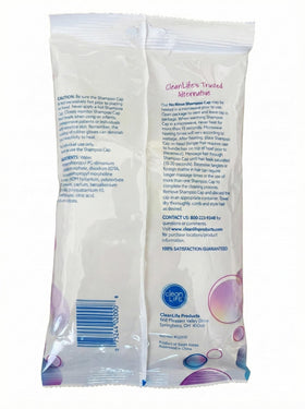 No-Rinse cap size comparison beside a hand to show fit and compact portability