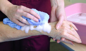 No-Rinse texture on hand showing gentle moisturizing consistency