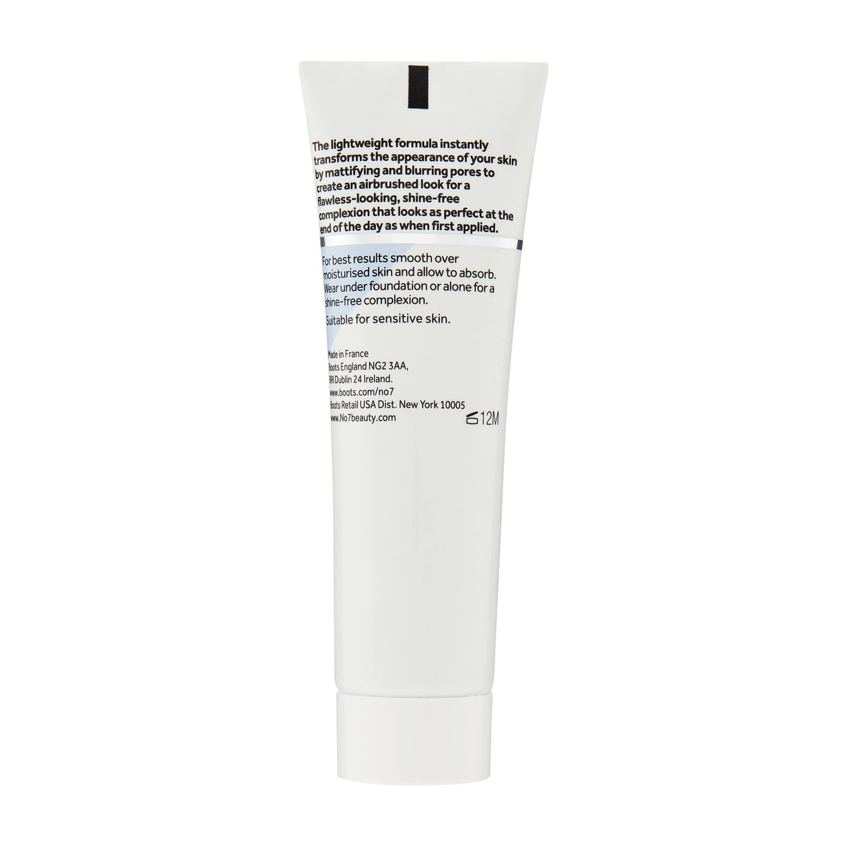 Matte skin close-up after using No7 showing reduced shine and refined pore appearance