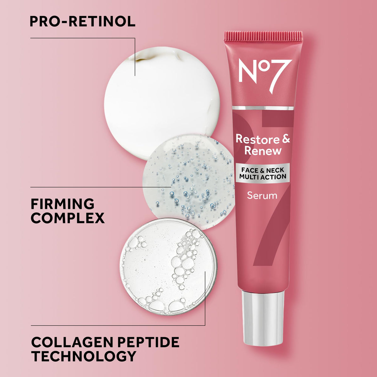 No7 application on neck demonstrating targeted smoothing and lifting benefit