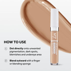 No7 under-eye application demo showing concealer brightening dark circles
