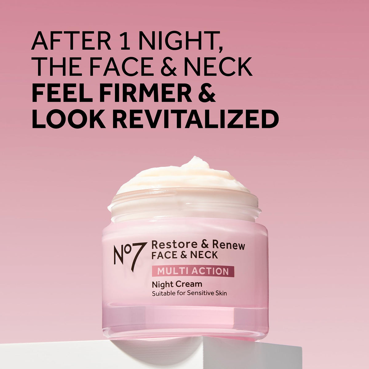 No7 day cream label detail showing vitamin C and collagen peptides for brighter skin