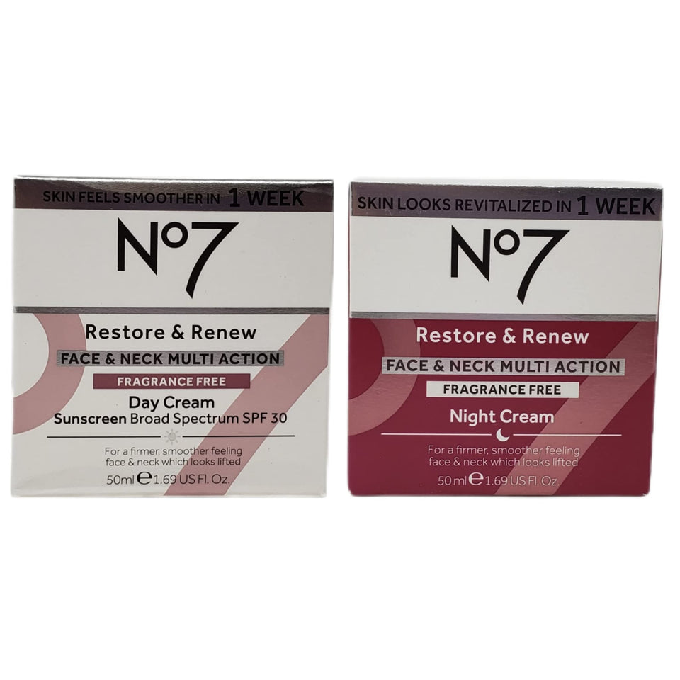 No. 7 front packaging of day and night bundle showing both jars and benefits