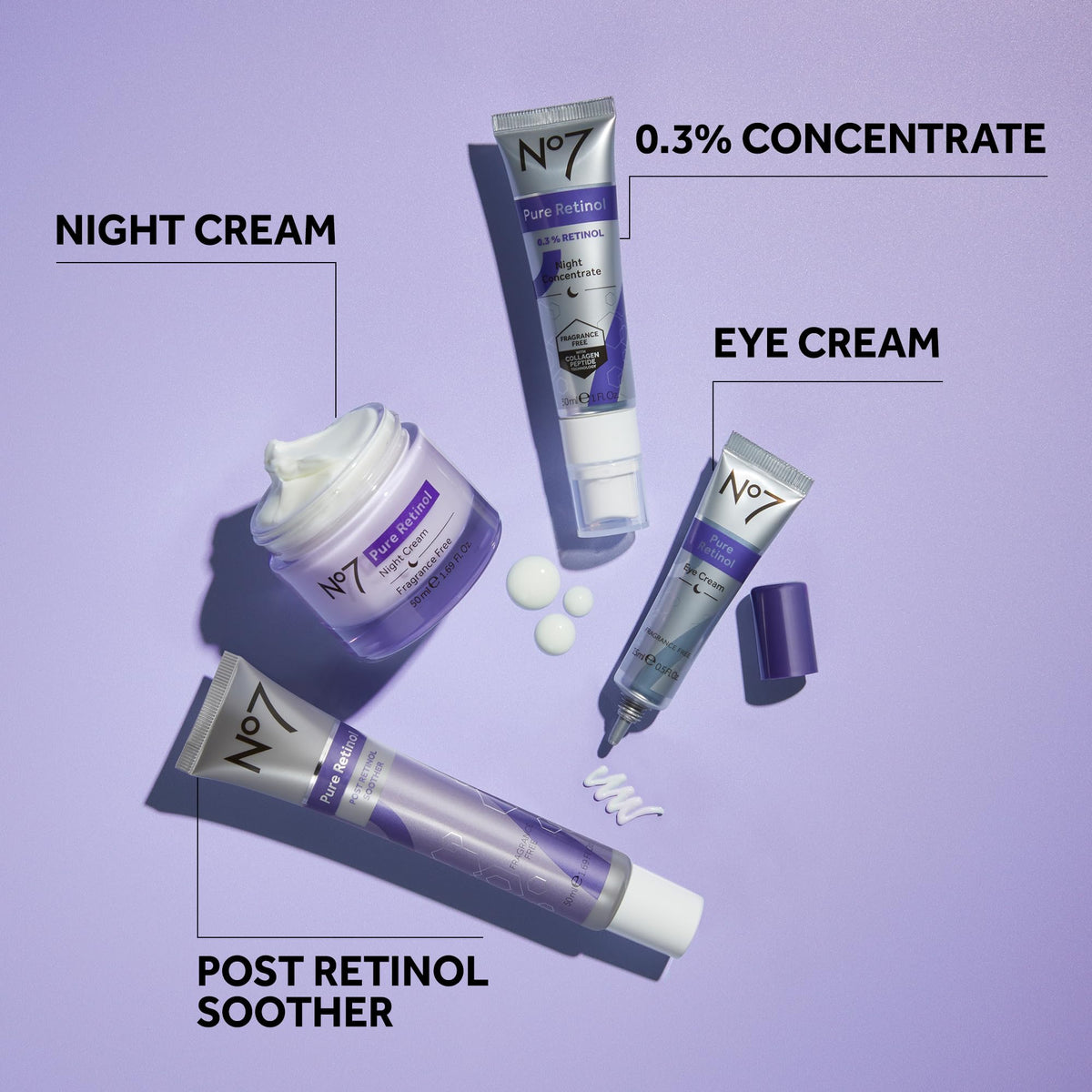 No7 cream beside a quarter demonstrating compact 0.5 oz size for travel