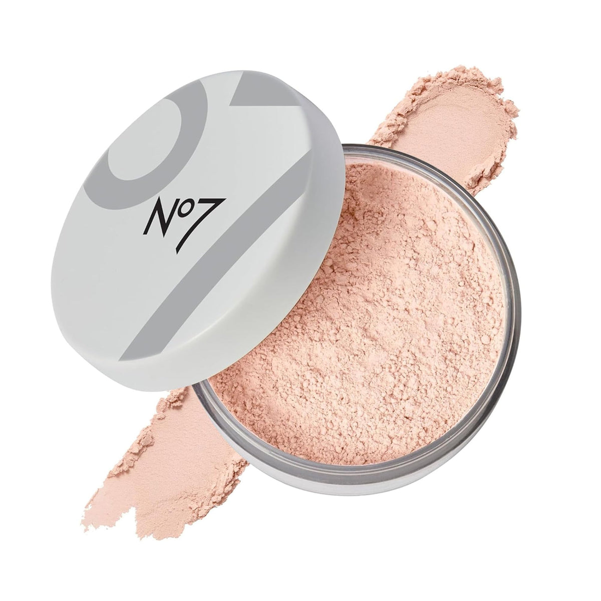 No7 front view of jar showing branding and compact design for travel convenience